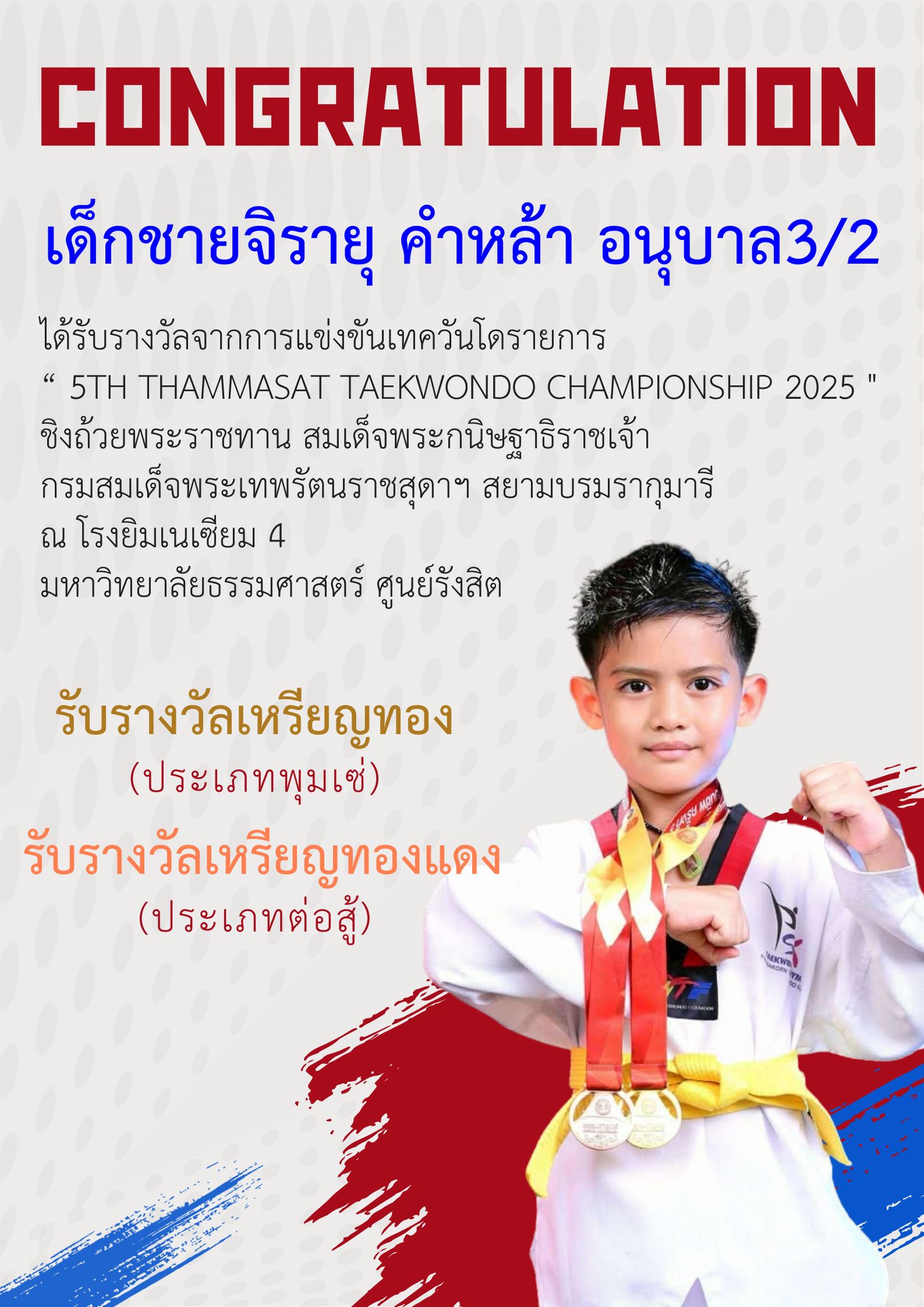 รางวัลเหรียญทองเทควันโด ชิงถ้วยพระราชทาน